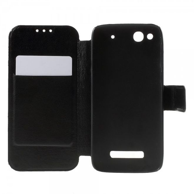 Alcatel One Touch Idol Alpha Crazy Horse Leder Case - schwarz