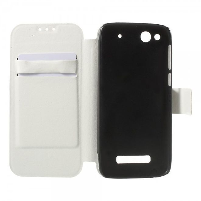 Alcatel One Touch Idol Alpha Crazy Horse Leder Case - weiss
