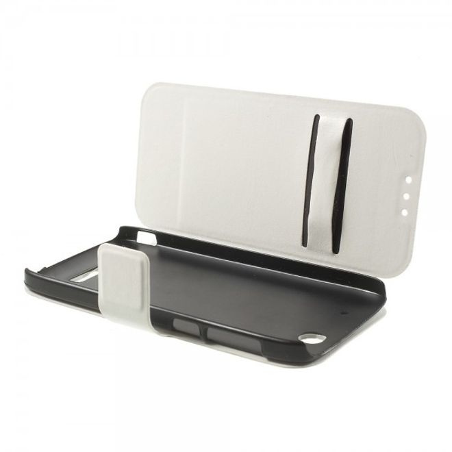 Alcatel One Touch Idol Alpha Crazy Horse Leder Case - weiss