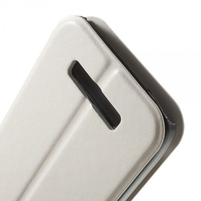Alcatel One Touch Idol Alpha Crazy Horse Leder Case - weiss