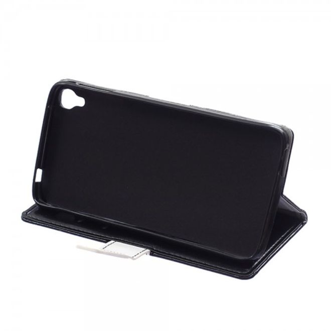 Alcatel One Touch Idol 3 5.5 Zweifarbiges Crazy Horse Leder Case - schwarz