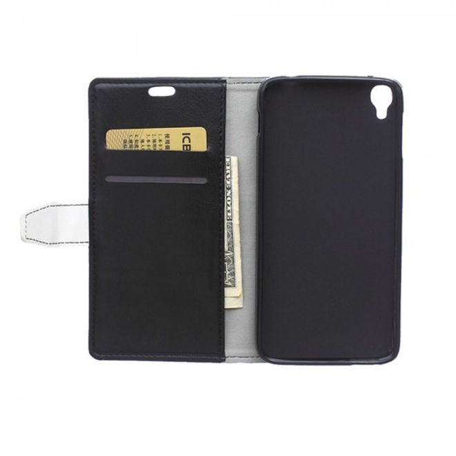 Alcatel One Touch Idol 3 5.5 Zweifarbiges Crazy Horse Leder Case - schwarz