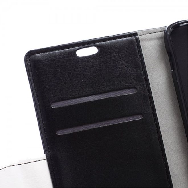 Alcatel One Touch Idol 3 5.5 Zweifarbiges Crazy Horse Leder Case - schwarz