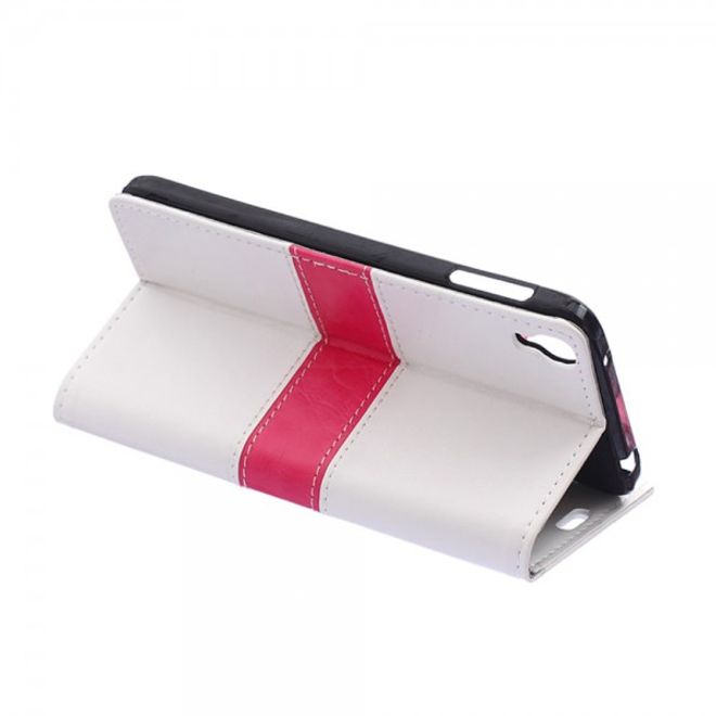 Alcatel One Touch Idol 3 5.5 Zweifarbiges Crazy Horse Leder Case - weiss