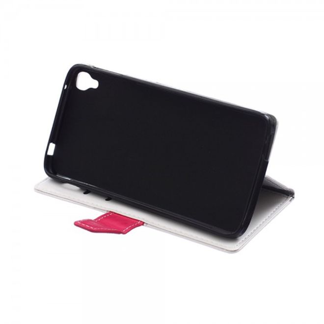 Alcatel One Touch Idol 3 5.5 Zweifarbiges Crazy Horse Leder Case - weiss