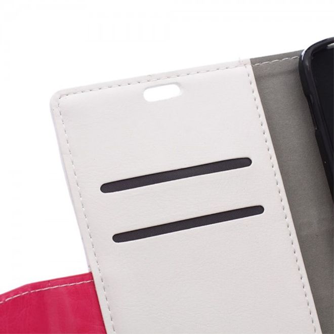 Alcatel One Touch Idol 3 5.5 Zweifarbiges Crazy Horse Leder Case - weiss