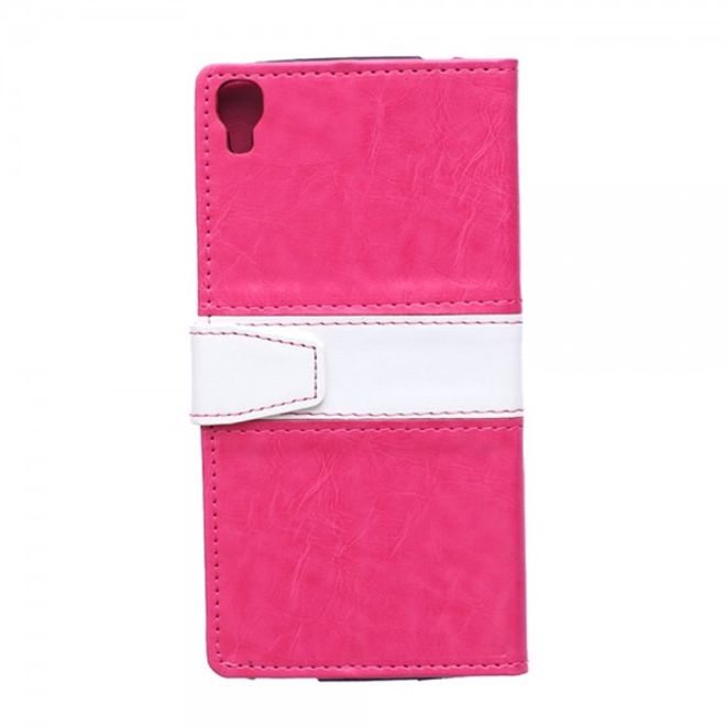 Alcatel One Touch Idol 3 5.5 Zweifarbiges Crazy Horse Leder Case - rosa