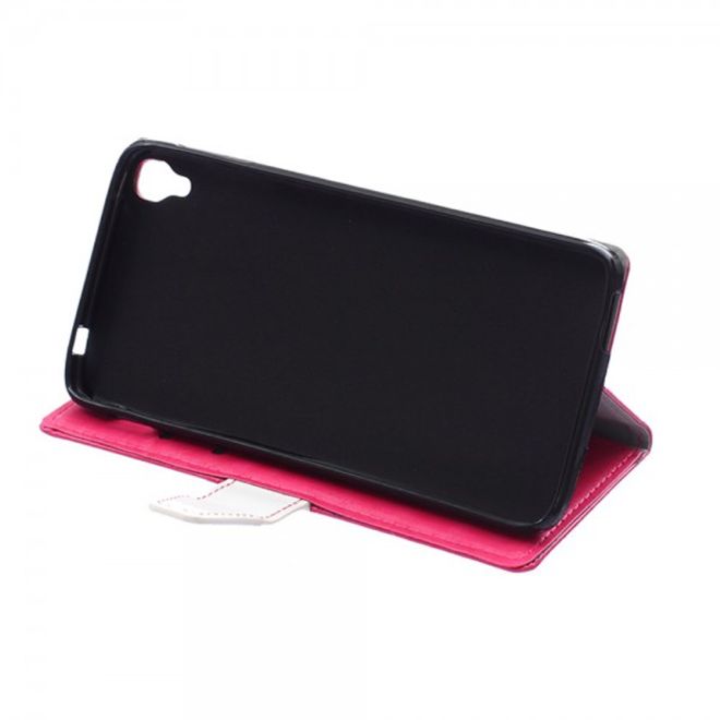 Alcatel One Touch Idol 3 5.5 Zweifarbiges Crazy Horse Leder Case - rosa