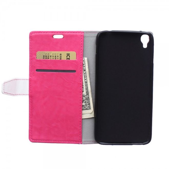 Alcatel One Touch Idol 3 5.5 Zweifarbiges Crazy Horse Leder Case - rosa
