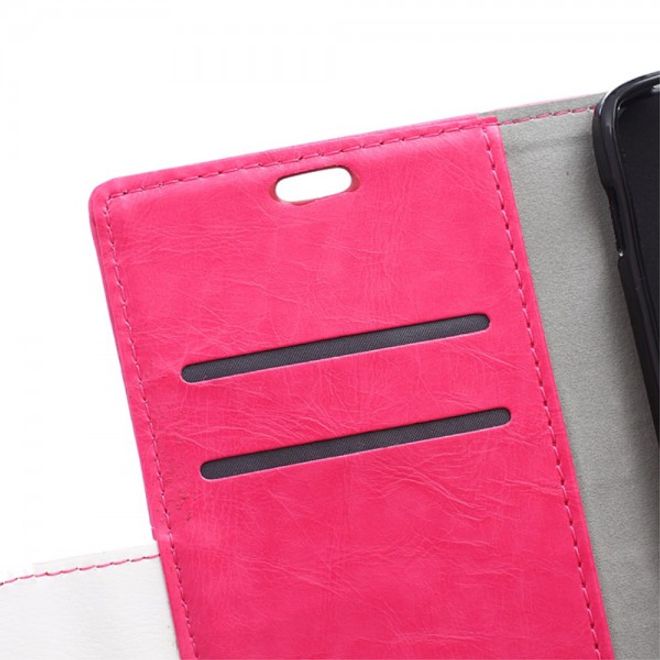 Alcatel One Touch Idol 3 5.5 Zweifarbiges Crazy Horse Leder Case - rosa