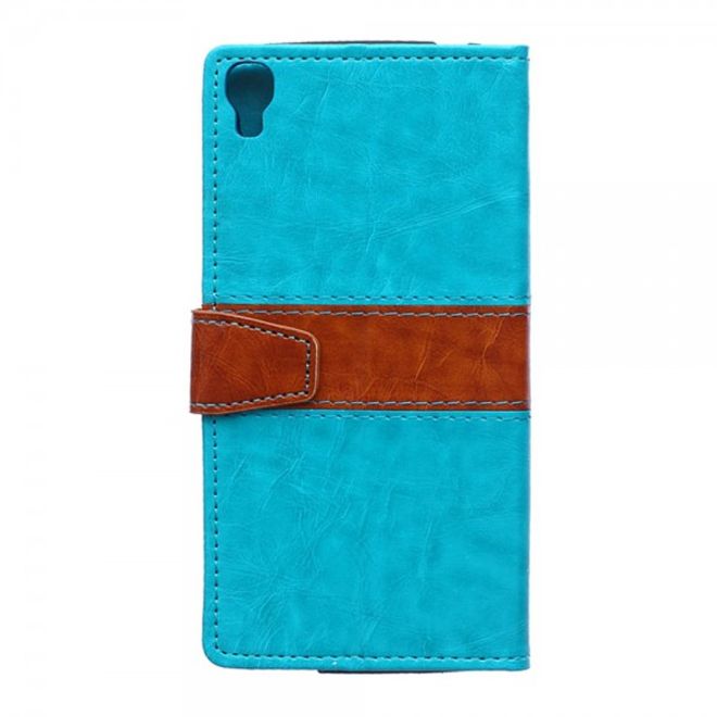 Alcatel One Touch Idol 3 5.5 Zweifarbiges Crazy Horse Leder Case - blau