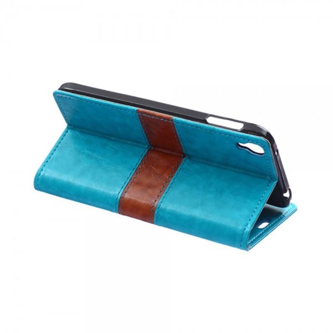 Alcatel One Touch Idol 3 5.5 Zweifarbiges Crazy Horse Leder Case - blau