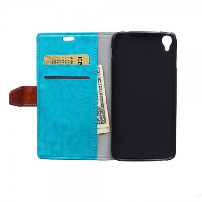 Alcatel One Touch Idol 3 5.5 Zweifarbiges Crazy Horse Leder Case - blau