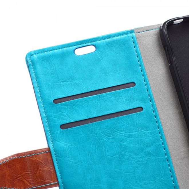 Alcatel One Touch Idol 3 5.5 Zweifarbiges Crazy Horse Leder Case - blau