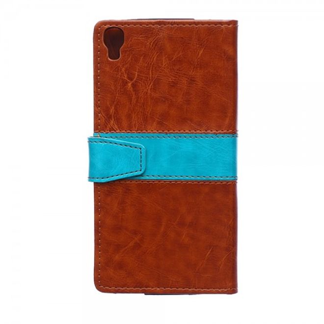 Alcatel One Touch Idol 3 5.5 Zweifarbiges Crazy Horse Leder Case - braun