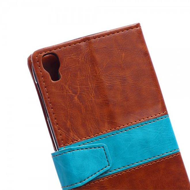 Alcatel One Touch Idol 3 5.5 Zweifarbiges Crazy Horse Leder Case - braun
