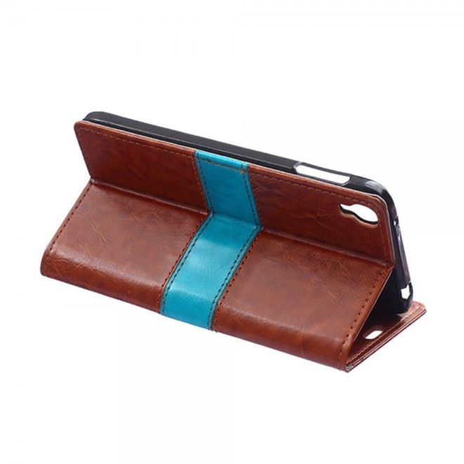 Alcatel One Touch Idol 3 5.5 Zweifarbiges Crazy Horse Leder Case - braun