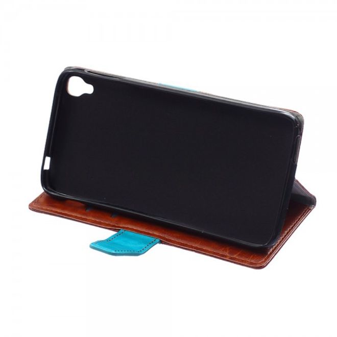 Alcatel One Touch Idol 3 5.5 Zweifarbiges Crazy Horse Leder Case - braun