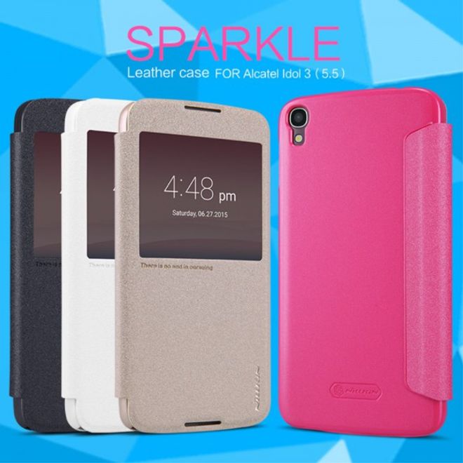 Alcatel One Touch Idol 3 5.5 Nillkin Sparkle Series Leder Case - rosa