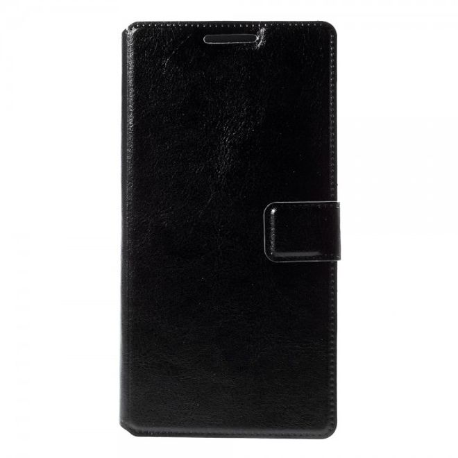 Alcatel One Touch Idol 3 5.5 Crazy Horse Leder Flip Case mit Standfunktion - schwarz
