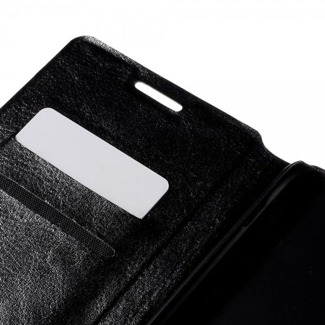 Alcatel One Touch Idol 3 5.5 Crazy Horse Leder Flip Case mit Standfunktion - schwarz