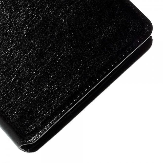 Alcatel One Touch Idol 3 5.5 Crazy Horse Leder Flip Case mit Standfunktion - schwarz