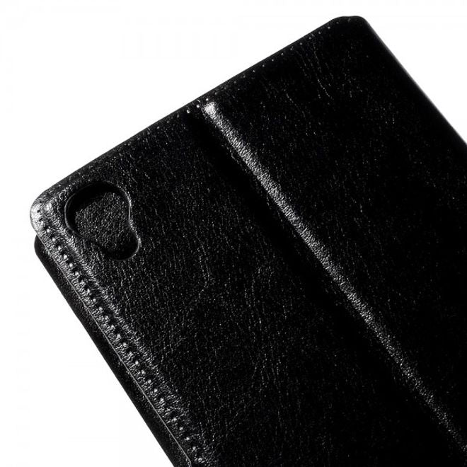 Alcatel One Touch Idol 3 5.5 Crazy Horse Leder Flip Case mit Standfunktion - schwarz