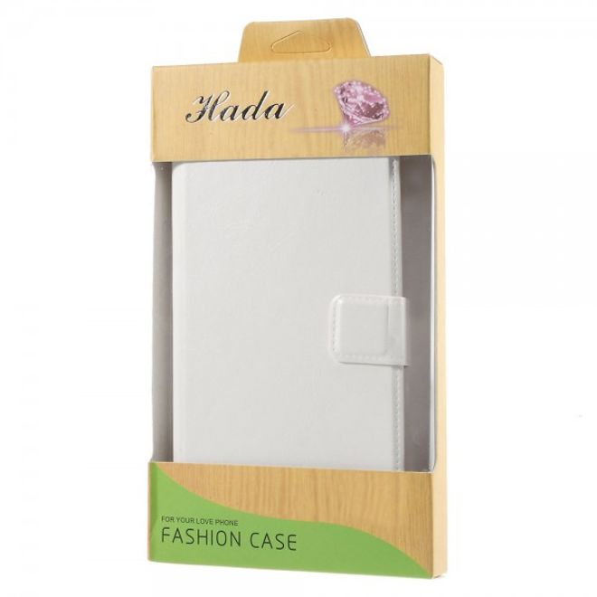 Alcatel One Touch Idol 3 5.5 Crazy Horse Leder Flip Case mit Standfunktion - weiss