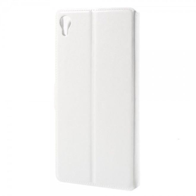 Alcatel One Touch Idol 3 5.5 Crazy Horse Leder Flip Case mit Standfunktion - weiss