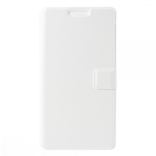 Alcatel One Touch Idol 3 5.5 Crazy Horse Leder Flip Case mit Standfunktion - weiss