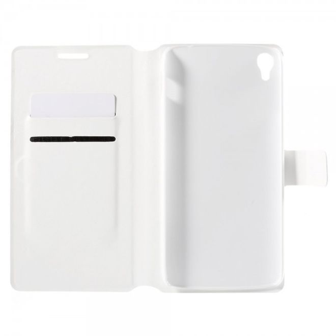 Alcatel One Touch Idol 3 5.5 Crazy Horse Leder Flip Case mit Standfunktion - weiss