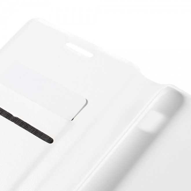Alcatel One Touch Idol 3 5.5 Crazy Horse Leder Flip Case mit Standfunktion - weiss