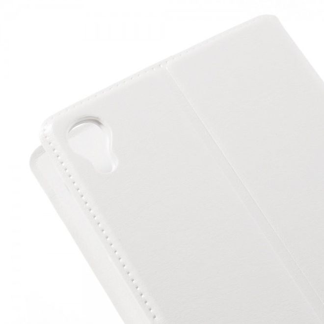 Alcatel One Touch Idol 3 5.5 Crazy Horse Leder Flip Case mit Standfunktion - weiss
