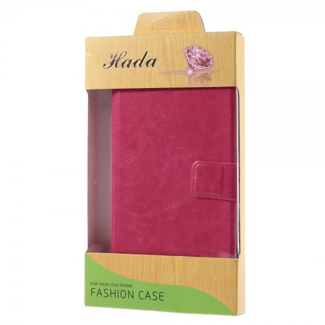 Alcatel One Touch Idol 3 5.5 Crazy Horse Leder Flip Case mit Standfunktion - rosa