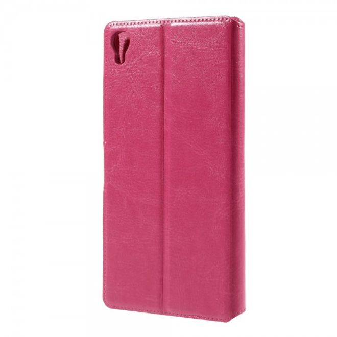 Alcatel One Touch Idol 3 5.5 Crazy Horse Leder Flip Case mit Standfunktion - rosa