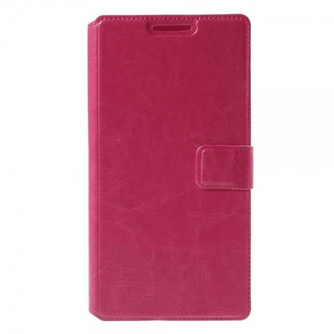 Alcatel One Touch Idol 3 5.5 Crazy Horse Leder Flip Case mit Standfunktion - rosa