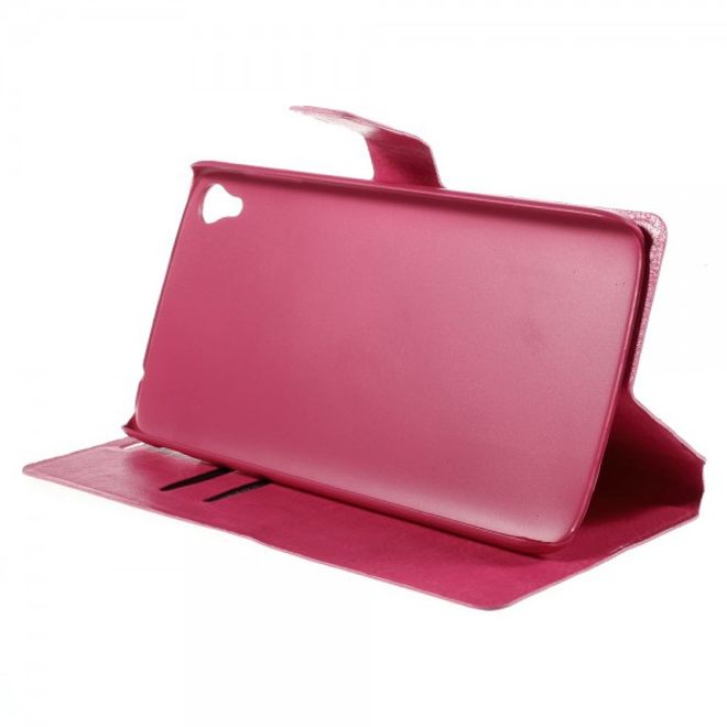 Alcatel One Touch Idol 3 5.5 Crazy Horse Leder Flip Case mit Standfunktion - rosa