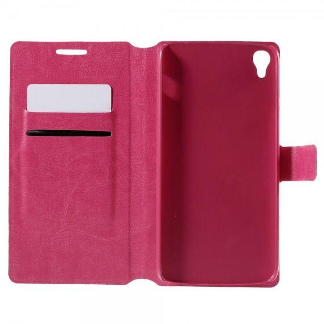 Alcatel One Touch Idol 3 5.5 Crazy Horse Leder Flip Case mit Standfunktion - rosa