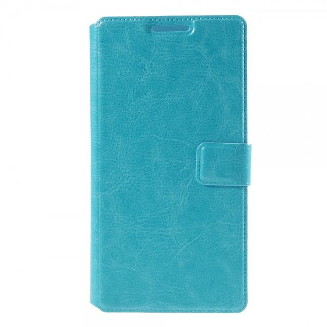 Alcatel One Touch Idol 3 5.5 Crazy Horse Leder Flip Case mit Standfunktion - blau