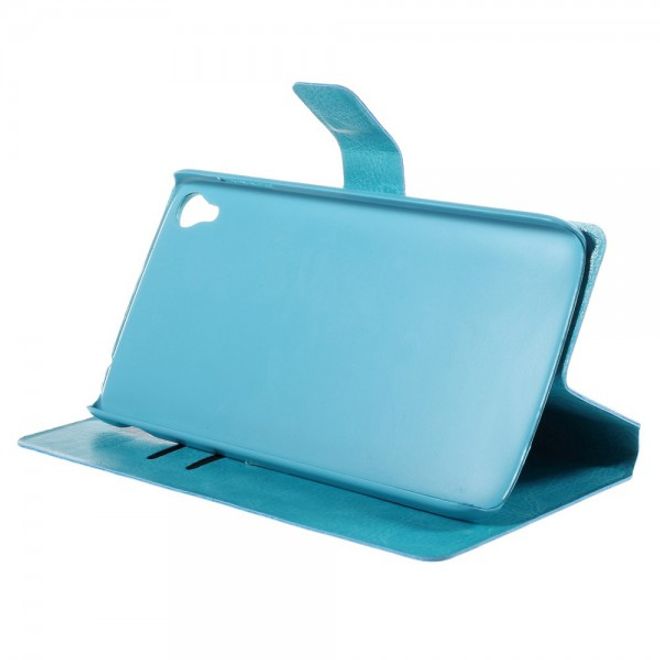 Alcatel One Touch Idol 3 5.5 Crazy Horse Leder Flip Case mit Standfunktion - blau