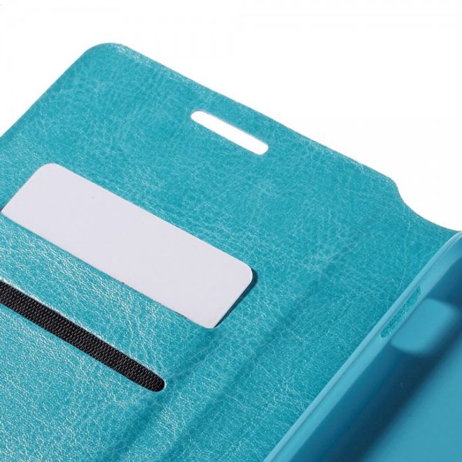 Alcatel One Touch Idol 3 5.5 Crazy Horse Leder Flip Case mit Standfunktion - blau