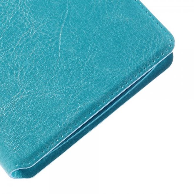 Alcatel One Touch Idol 3 5.5 Crazy Horse Leder Flip Case mit Standfunktion - blau