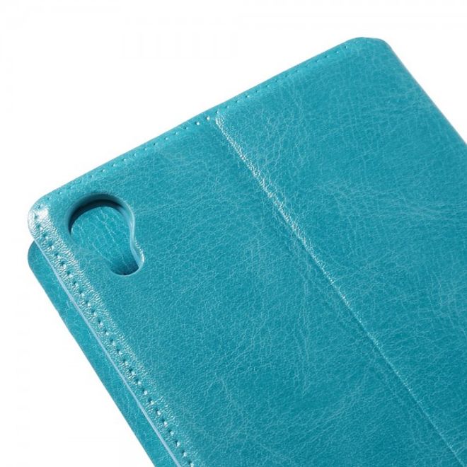 Alcatel One Touch Idol 3 5.5 Crazy Horse Leder Flip Case mit Standfunktion - blau