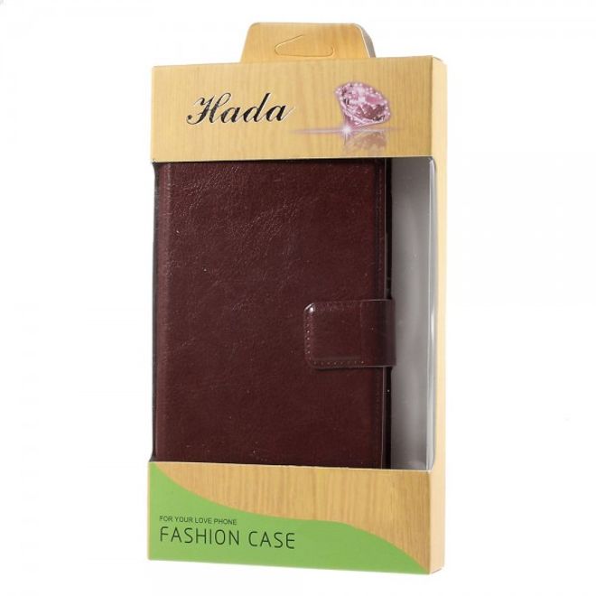 Alcatel One Touch Idol 3 5.5 Crazy Horse Leder Flip Case mit Standfunktion - braun