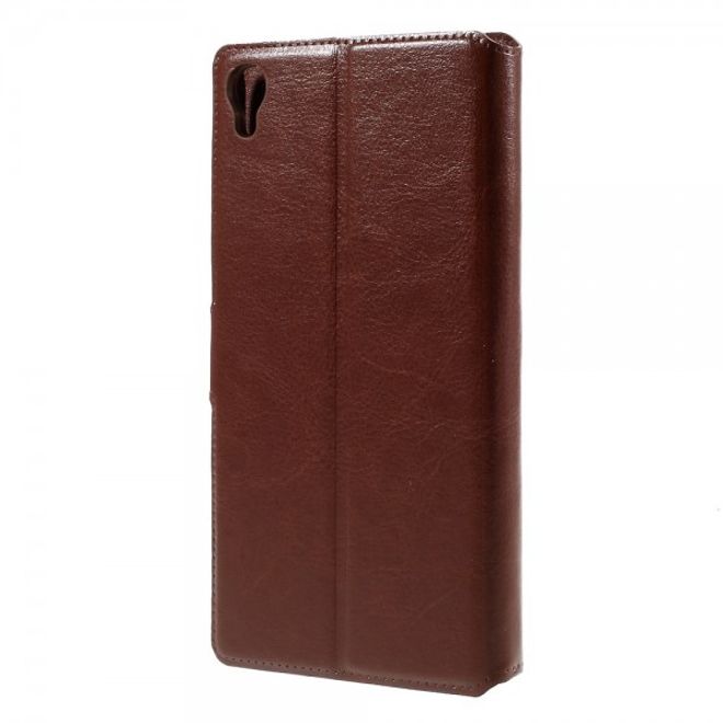 Alcatel One Touch Idol 3 5.5 Crazy Horse Leder Flip Case mit Standfunktion - braun