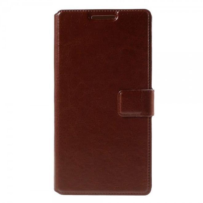 Alcatel One Touch Idol 3 5.5 Crazy Horse Leder Flip Case mit Standfunktion - braun