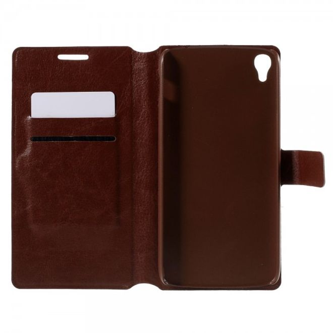 Alcatel One Touch Idol 3 5.5 Crazy Horse Leder Flip Case mit Standfunktion - braun