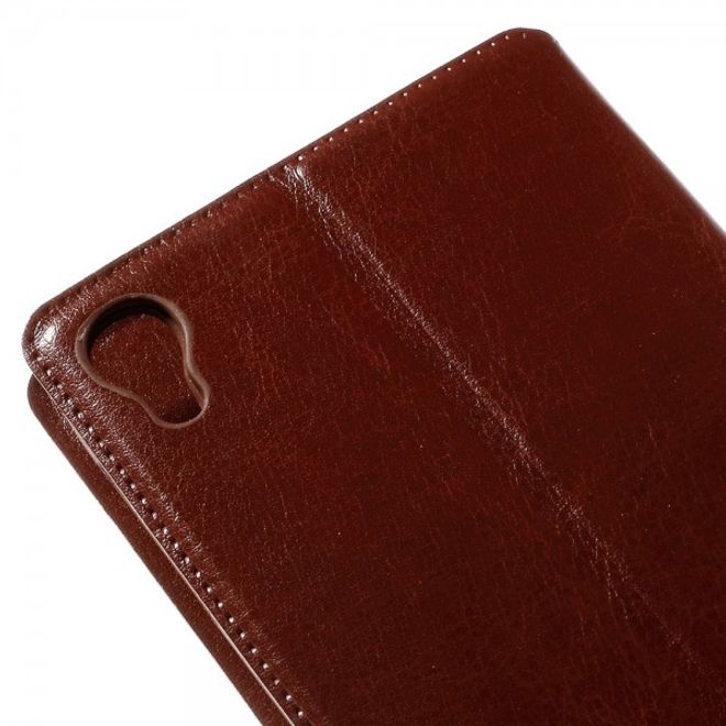Alcatel One Touch Idol 3 5.5 Crazy Horse Leder Flip Case mit Standfunktion - braun