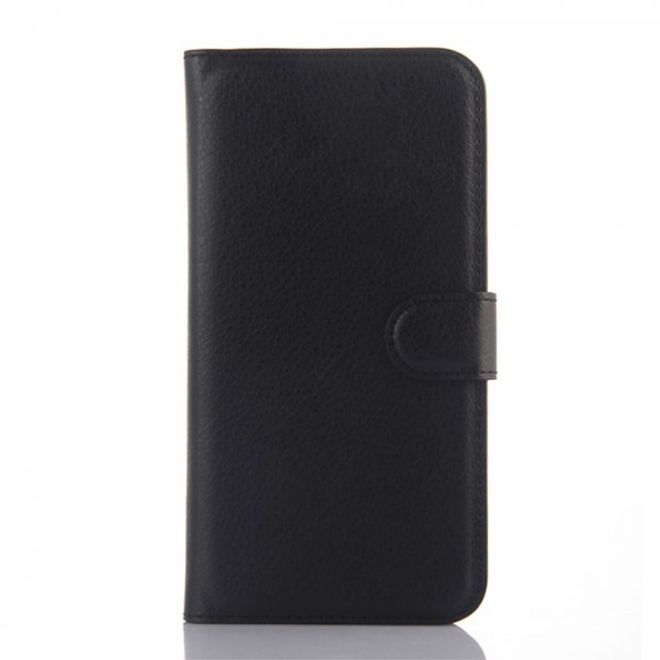Alcatel One Touch Idol 3 5.5 Leder Case mit Litchitextur und Kreditkartenslots - schwarz