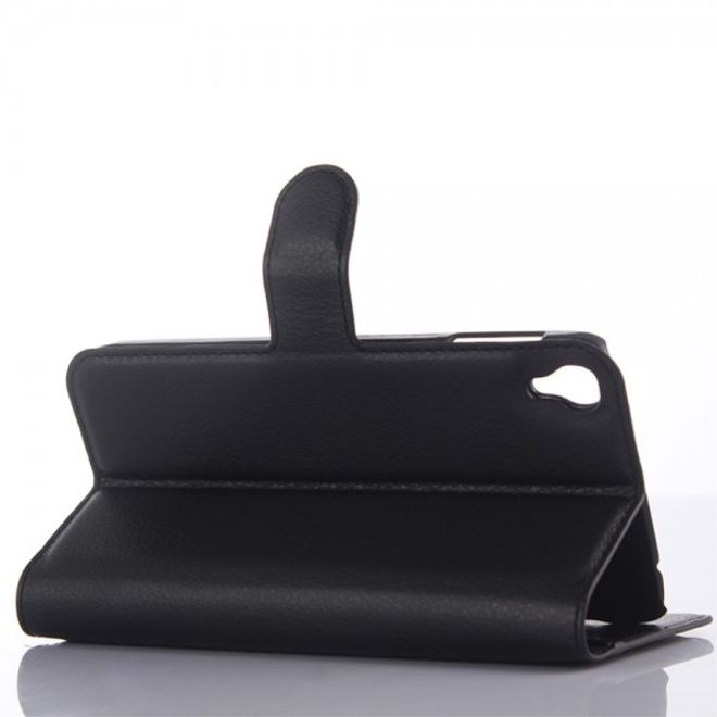 Alcatel One Touch Idol 3 5.5 Leder Case mit Litchitextur und Kreditkartenslots - schwarz